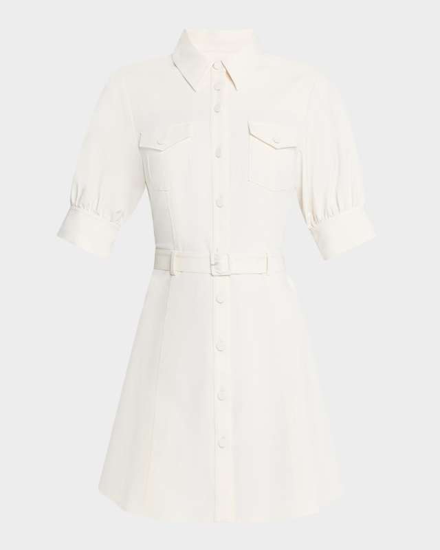 Zillah Puff-Sleeve Belted Mini Shirtdress